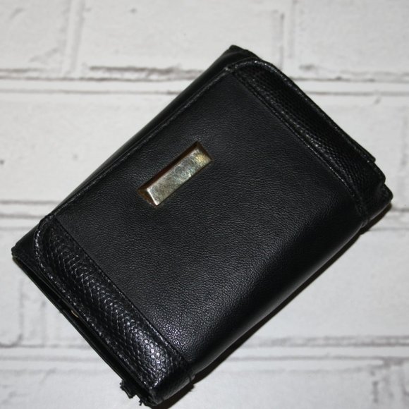 🖤✨ Black Trifold Wallet · Genuine Leather · 5" × 4" - Picture 4 of 5